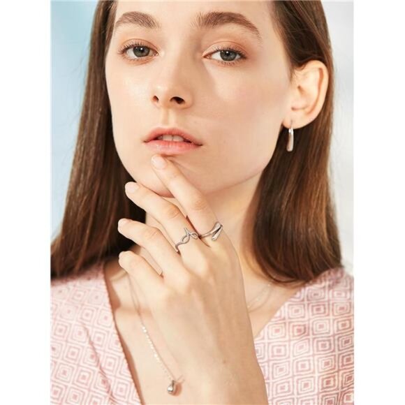 S925 Initial Rings, Adjustable Size 6-12 Statement Alphabet Letter A-Z Jewelry - Picture 2 of 7